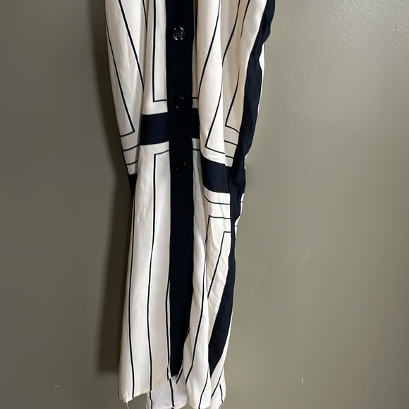 Zara White Black Stripe Long Sleeve Midi Dress Size XS - Picture 7 of 8